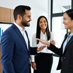 **Prompt:** A diverse professional condominium administrator, fully clothed in a modest business suit, actively engaged in a discussion with a small group of fully clothed, appropriate attire, diverse residents in a bright, modern condominium common area. The administrator holds a sleek digital tablet displaying a transparent budget interface. The setting features contemporary, clean architecture and subtle hints of smart home technology on a wall screen. The atmosphere is collaborative and trusting, emphasizing open communication and community management. Perfect anatomy, correct proportions, natural pose, well-formed hands, proper finger count, natural body proportions. High-resolution, professional photography, natural lighting, professional dress. Safe for work, appropriate content, fully clothed, family-friendly.